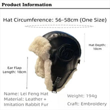 Load image into Gallery viewer, Fashion PU Ear Protection Hat Furry Fleece Lined Leather Rocket Cap Windproof Warm Cycling Hat Winter Season Outdoor Wear
