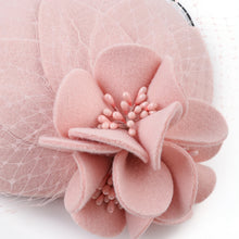 Load image into Gallery viewer, Party Fedora Hat Fashion Luxury Beanies Elegant British 100% Wool Felt Hat Photography Flower Beret with Veil for Ladies Wear
