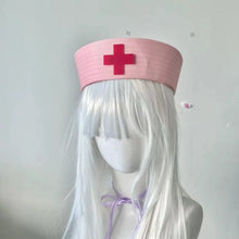 Load image into Gallery viewer, Sweet White Marine Hat Pink Cross Uniform Party Caps Women Photography Hat Hot Girl
