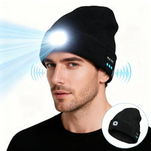 Load image into Gallery viewer, Warm LED Beanie Hat Bluetooth 5.4 Wireless Stereo Headset USB Rechargeable Adjustment 3 Gear Dimming LED Light Warm Music Hat
