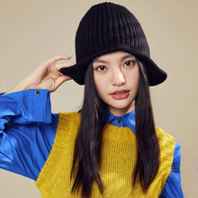 Load image into Gallery viewer, Cute Versatile Winter Knitted Hat Ear Protection Warm Earflap Hat Solid Color Coldproof Flying Cap for Women
