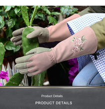 Load image into Gallery viewer, Professional Garden Leather Gloves Garden Rose Pruning Stab-Resistant Long Sleeve Printed Gardening Gloves
