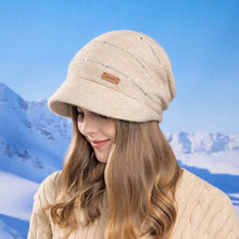 Load image into Gallery viewer, Soft Knitted Hat Warm Thickened Windproof Design Short Brim Beanie Wide Brim Casual Style Winter Beanies Small Face Fit
