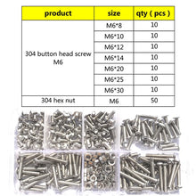 Load image into Gallery viewer, 120-434Pcs 304 Stainless Steel Hex Button Socket Head Cap Screw Hexagon Thread Machine Metric Nut Bolt Assortment Kit Set M2~M6
