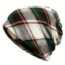 Load image into Gallery viewer, Contrasting Colors Pullover Hat Multifunctional Plaid Print Turban Hats Scarf Pullover Hat Casual Hedging Cap Autumn and Winter
