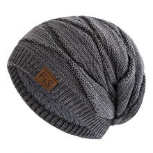 Load image into Gallery viewer, Unisex Slouchy Winter Hats Warm Fleece Lined Beanie Cap Men Women Casual FS Label Decor Winter Mixed Color Knitted Hats
