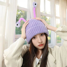 Load image into Gallery viewer, Funny With Eyes Knitted Beanies Hat Solid Color Wear Resistant LED Glowing Hat Warm Knit Hat for Women Girls Parent-Unisex Style
