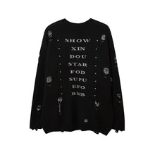Load image into Gallery viewer, Send Necklace Ripped Oversized Sweaters Frayed Knitted Harajuku 2022 Winter Tops Black Gothic Men Y2k Grunge Women Red Sweater
