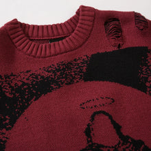Load image into Gallery viewer, Send Necklace Ripped Oversized Sweaters Frayed Knitted Harajuku 2022 Winter Tops Black Gothic Men Y2k Grunge Women Red Sweater
