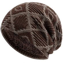 Load image into Gallery viewer, Unisex Fashion Winter Dandy Hats Geometric Figure Style Knitted Hats For Men Women Beanie Cap Outdoor Plush Fur Lining Warm Hat
