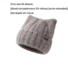 Load image into Gallery viewer, Solid Color Fleece-lined Warmth Knitted Beanies Hip Hop Cat Ear Female Beanie Caps Outdoor Anti-cold Ladies Casual Cap
