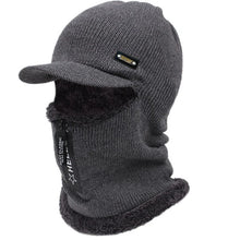 Load image into Gallery viewer, Autumn and winter men's cold resistant and warm woolen hat, cycling knitted hat, neck and ear protection integrated cotton hat
