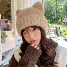 Load image into Gallery viewer, New Windproof Knitted Hat Cat Ear Lining Beanie Cap Winter Head Covering Autumn Winter

