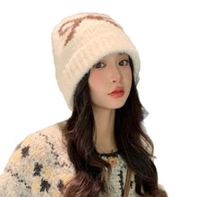 Load image into Gallery viewer, Fashion Keep Warm Bow Knitted Hat Windproof Cold Proof Ear Protection Cap Thickened Pullover Hat Autumn Winter
