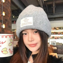 Load image into Gallery viewer, Casual Solid Color Winter Knitted Hat Thick Warm Windproof Beanie Cap Ear Protection Soft Crochet Bonnet Hat
