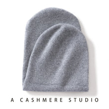 Load image into Gallery viewer, 100% Cashmere Hat For Women Men Outdoor 2-Layer Thickened Warm Winter Hats Solid Caps Knit Seamless Beanie Hat Unisex
