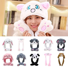 Load image into Gallery viewer, Funny Cartoon Glowing Moving Hat Neck Warmer Headwear Animal Earflap Hat Animal Movable Ears Airbag Cap Winter
