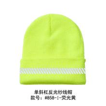 Load image into Gallery viewer, High Visibility Safety Beanie Reflective Knit Ribbed Hats Warm Winter Bonnets for Night Running Hiking Cycling
