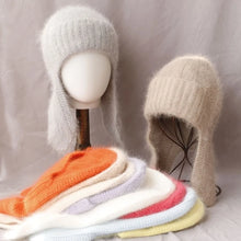 Load image into Gallery viewer, Cozy Rabbit Fur Fur Ear Flap Cap Soft Windproof Angora Knitted Hat Warm Skullies Beanies Winter Season
