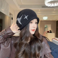 Load image into Gallery viewer, Fashion Star Pattern Knitted Woolen Hat Thickened Cold-proof Cover Head Cap Windproof Keep Warm Drawstring Beanie Cap Women
