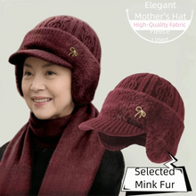 Load image into Gallery viewer, Fashion Middle-aged Mother Hat Bowknot Windproof Knitted Peaked Hat Thickened Keep Warm Bomber Hat Winter
