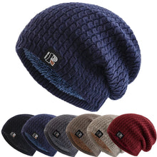 Load image into Gallery viewer, Unisex Winter Hats Fashion Slouchy Beanie Hat Fleece Lined Warm Knitted Hats Men Women Letter Label Ski Sports Cap
