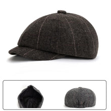 Load image into Gallery viewer, Men Women Wool Newsboy Caps Herringbone Flat Caps Coffee British Gatsby Caps Autumn Winter Warm Woolen Hats Gorras
