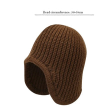 Load image into Gallery viewer, Cute Versatile Winter Knitted Hat Ear Protection Warm Earflap Hat Solid Color Coldproof Flying Cap for Women
