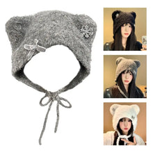 Load image into Gallery viewer, Cute Cartoon Cat Ear Knitted Hat Windproof Keep Warm Pullover Hats Ear Protection Thickened Winter Hat Autumn Winter
