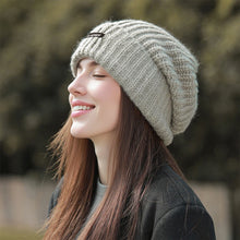 Load image into Gallery viewer, Wool Knit Hats Elastic Cap Winter Windproof and Warm Beanie Hat Solid Color Cap Covers Unisex The Head and Ears For Men Women

