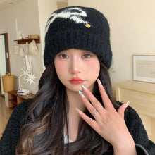 Load image into Gallery viewer, Fashion Keep Warm Bow Knitted Hat Windproof Cold Proof Ear Protection Cap Thickened Pullover Hat Autumn Winter

