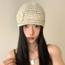 Load image into Gallery viewer, Fashion Flower Knitted Caps Hollow Solid Color Beanies Cap Breathable Hand-woven Sequin Crochet Hat
