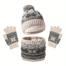 Load image into Gallery viewer, YANBIGUO Kids Winter Hat Gloves Scarf Set, Girls Boys Hats Beanie with Pom Children Knit Neck Warmer Mittens Fleece Lined Set
