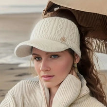 Load image into Gallery viewer, Autumn and Winter Woolen Duck Tongue Cap Teenage Fashion Versatile Hat Female Leakage Ponytail Outdoor Padded Warm Knitted Cap
