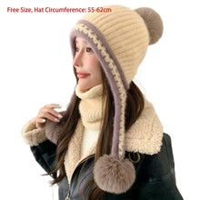 Load image into Gallery viewer, New Knitted Knitted Hat Fur Balls Pompom Ear Protection Hat Coldproof Windproof Pullover Cap Outdoor Sports
