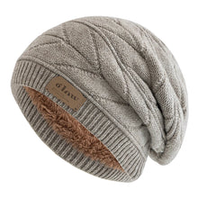 Load image into Gallery viewer, Unisex Beanie Hats For Men Women Outdoor Ski Sports Winter Hat Letter Label Decor Plush Fur Lined Warm Knitted Hat
