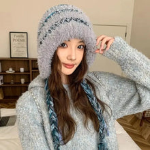 Load image into Gallery viewer, Outdoor Thickened Knitted Warm Hat Colorful Fluffy Fleece Hat Winter Breathable Ear Protection Cap Sports Cap

