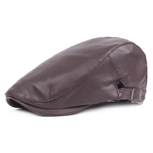 Load image into Gallery viewer, Men Women Ivy Cap Newsboy Hat Adjustable Faux PU Leather Berets for Spring Summer Autumn Gatsby
