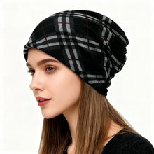 Load image into Gallery viewer, Contrasting Colors Pullover Hat Multifunctional Plaid Print Turban Hats Scarf Pullover Hat Casual Hedging Cap Autumn and Winter
