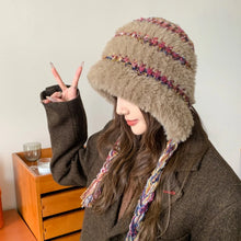 Load image into Gallery viewer, Outdoor Thickened Knitted Warm Hat Colorful Fluffy Fleece Hat Winter Breathable Ear Protection Cap Sports Cap

