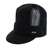 Load image into Gallery viewer, Unisex Warm Winter Hat With Brim Plush Fur Lined Beanie Hat JEANS Label Thicken Winter Hats For Men Women Outdoor Knitted Hat
