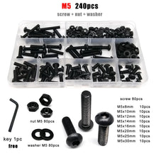 Load image into Gallery viewer, M1.6 M2 M2.5 M3 M4 M5 M6 M8 Black Grade 10.9 Steel Hex Hexagon Socket Allen Button Round Head Screw Bolt Nut Assortment Kit Box
