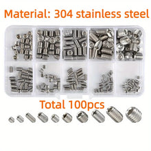 Load image into Gallery viewer, 304 Stainless Steel Socket Head Hex Set Screw Assortment Kit Grub Screw Cup- Metric M3 M4 M5 M6 M8 Cup Point Grub Screw Set
