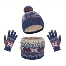 Load image into Gallery viewer, YANBIGUO Kids Winter Hat Gloves Scarf Set, Girls Boys Hats Beanie with Pom Children Knit Neck Warmer Mittens Fleece Lined Set
