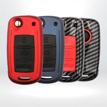 Load image into Gallery viewer, Silicon Carbon Fiber Car Key Cover Case For Golf Bora Jetta POLO Passat B5 B6 Skoda Octavia A5 Fabia SEAT Ibiza
