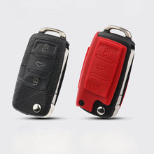 Load image into Gallery viewer, Silicon Carbon Fiber Car Key Cover Case For Golf Bora Jetta POLO Passat B5 B6 Skoda Octavia A5 Fabia SEAT Ibiza
