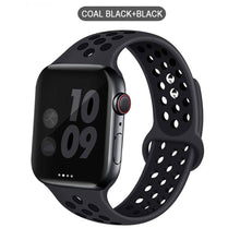 Load image into Gallery viewer, Silicone Strap For Apple Watch band 44mm 40mm 38mm 42mm Breathable wrist Sport belt bracelet iWatch serie 5 4 3 2 SE 6 watchband
