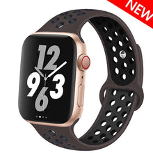 Load image into Gallery viewer, Silicone Strap For Apple Watch band 44mm 40mm 38mm 42mm Breathable wrist Sport belt bracelet iWatch serie 5 4 3 2 SE 6 watchband
