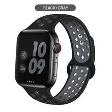 Load image into Gallery viewer, Silicone Strap For Apple Watch band 44mm 40mm 38mm 42mm Breathable wrist Sport belt bracelet iWatch serie 5 4 3 2 SE 6 watchband
