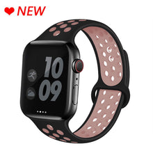 Load image into Gallery viewer, Silicone Strap For Apple Watch band 44mm 40mm 38mm 42mm Breathable wrist Sport belt bracelet iWatch serie 5 4 3 2 SE 6 watchband
